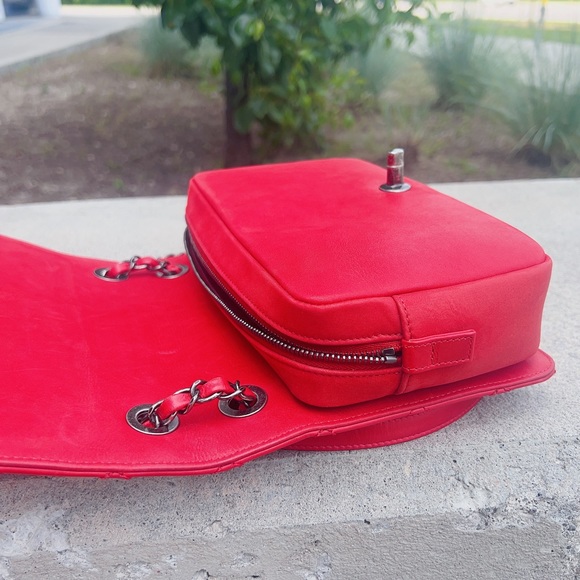 Chanel Red Quilted Calfskin Leather Classic  Flap Bag - Picture 5 of 8